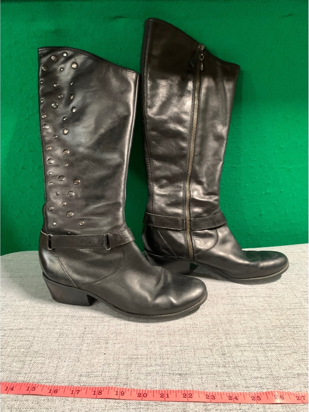 Edelman black tall leather boots with studded shaft